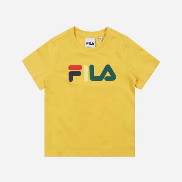 Camisetas Fila Menina Amarelas - Fila Colorful Crew Neck S/S Loja Online Portugal,BXMA-06298